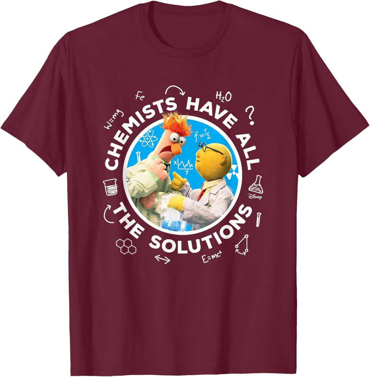 The Muppets - Chemist Have All The Solutions T-Shirt - Burgundy