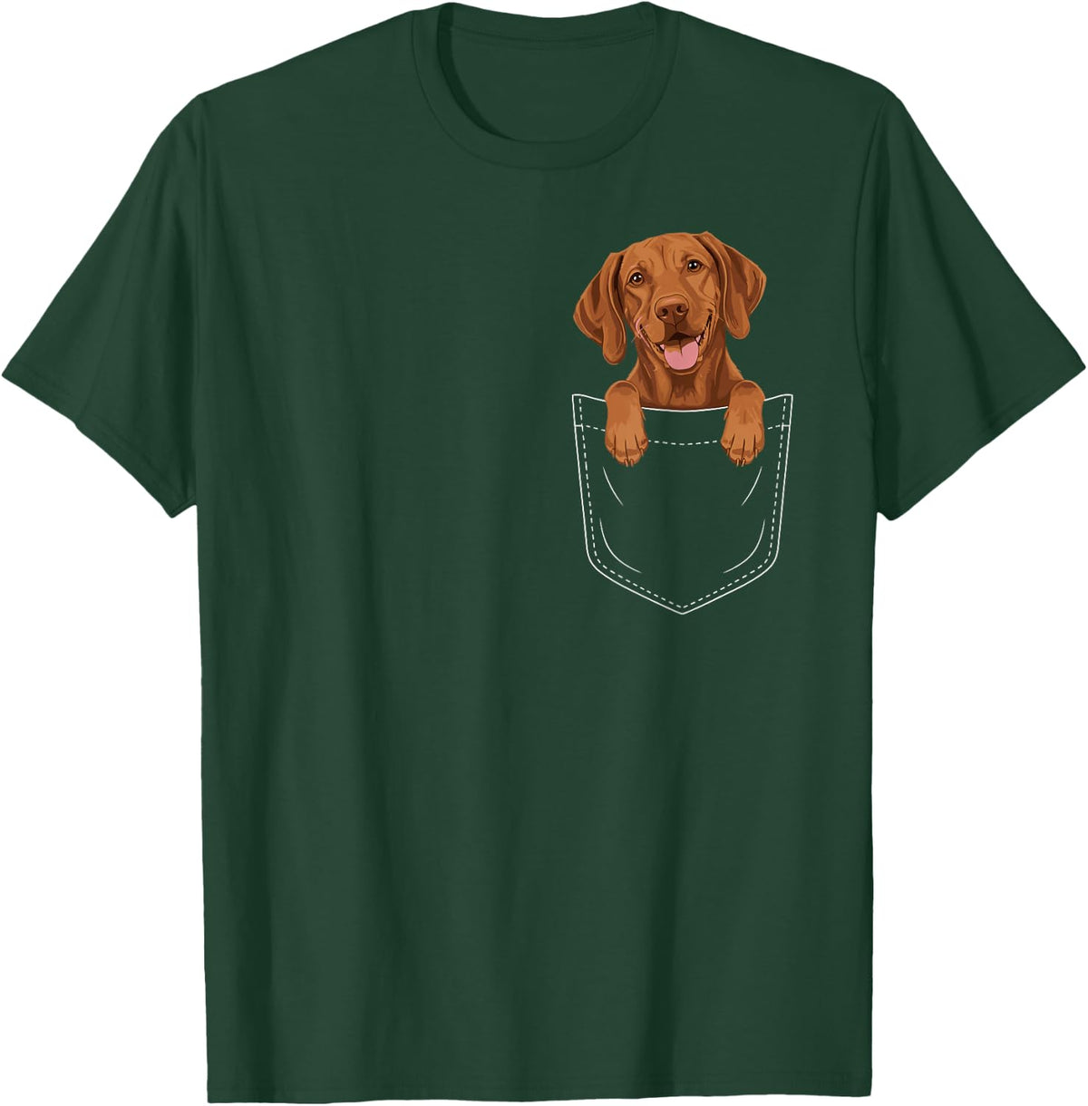 Vizsla Pocket T-Shirt for Dog Lovers Funny Vizsla Tee Gift for Men Women - Dark Green