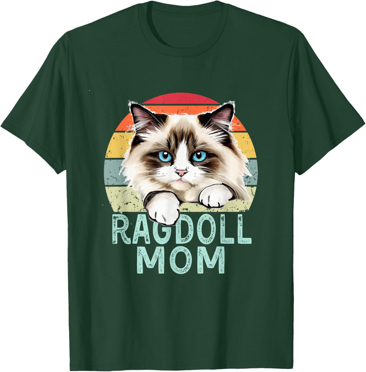 Ragdoll Cat Mom Retro Vintage Funny I Love My Ragdoll Cat Tee T-Shirt - Dark Green