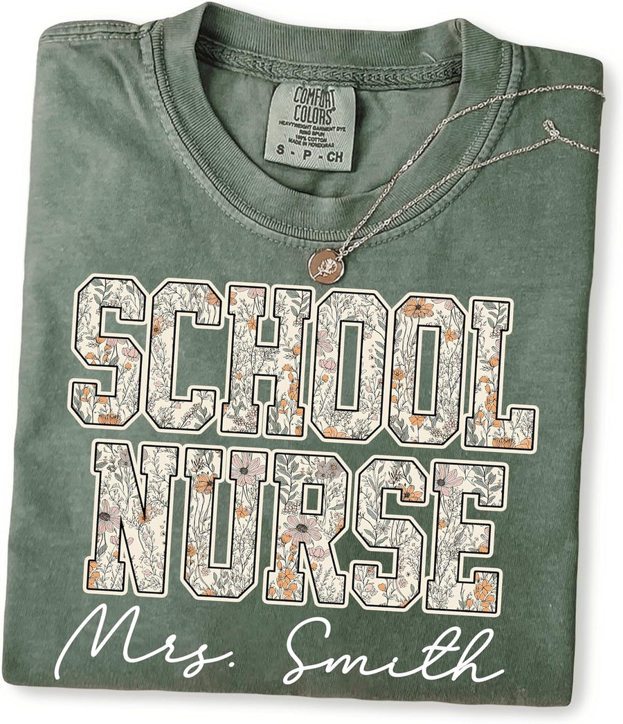 Personalized Floral Teacher Shirt with Name, Custom Teacher T-Shirt for Women, Teacher Appreciation Back to School Gift -