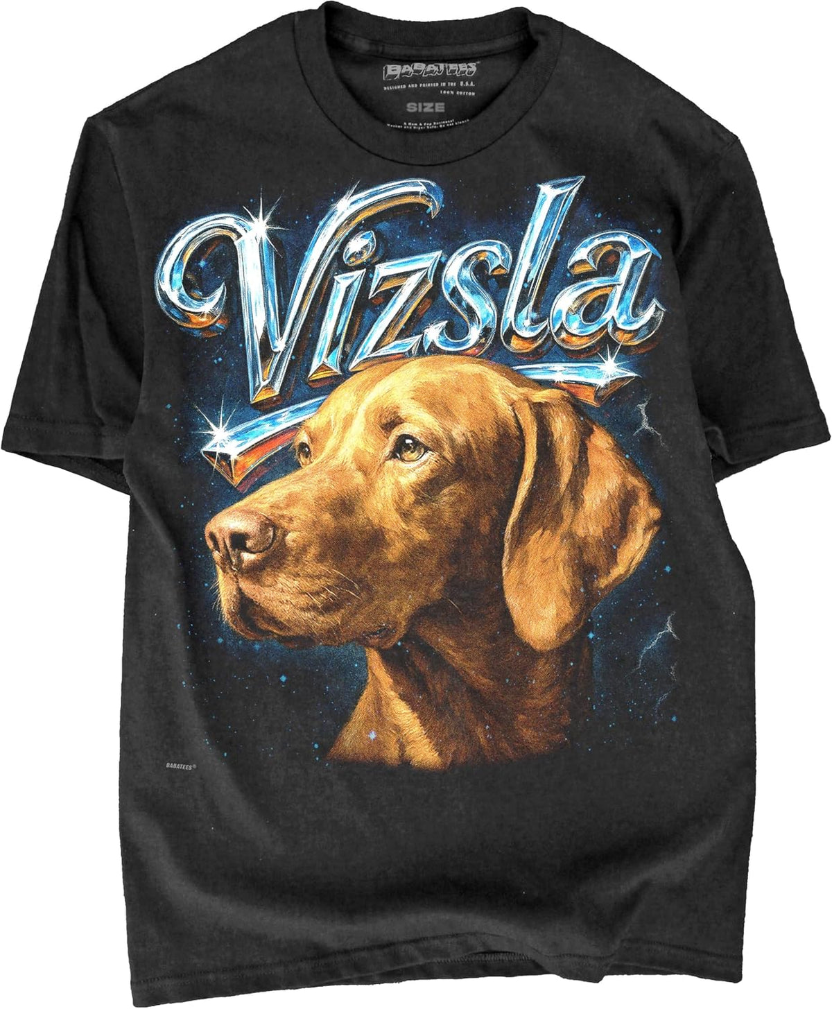 Heavy Metal 80s Animal Black Tshirt - 100% Cotton - for Men & Women - Vizsla