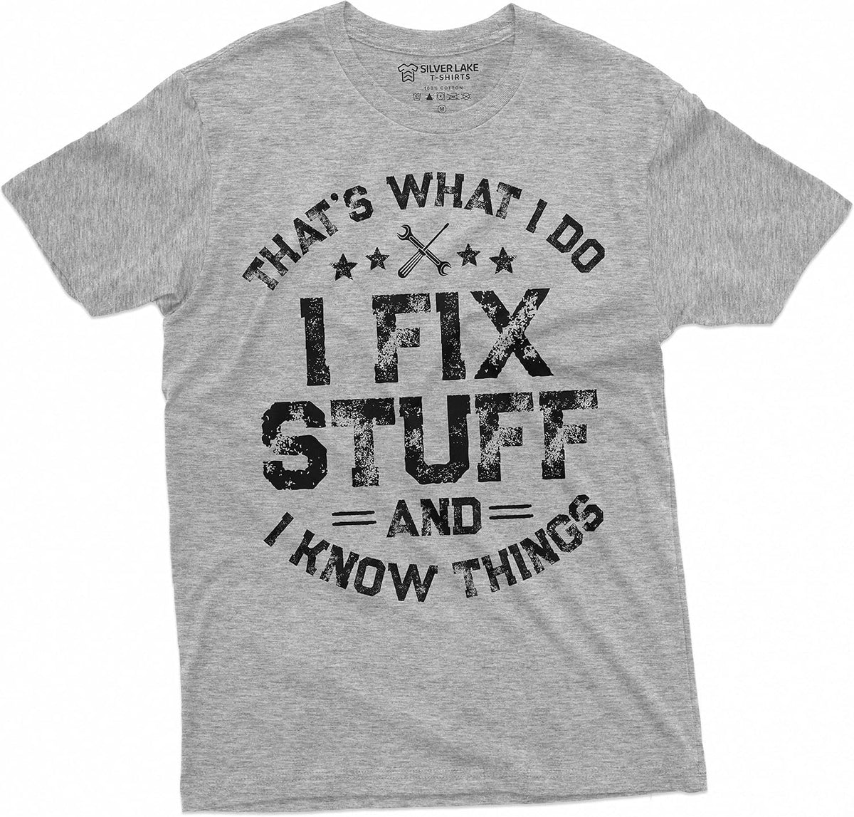 Men's Funny I fix Stuff T-Shirt Mechanic Engineer Garage Tee Shirt - Grey
