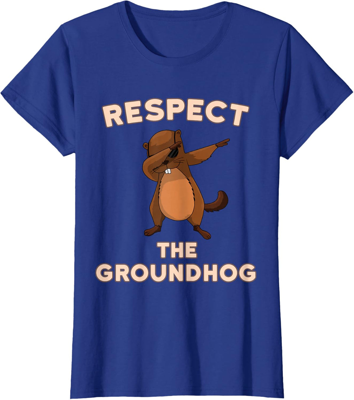 Dabbing Groundhog Day Respect the Groundhog Funny T-Shirt - Royal Blue