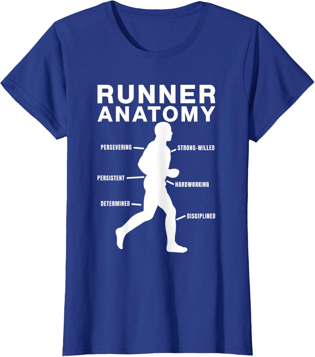 Marathon Runner Anatomy Running T-Shirt - Royal Blue