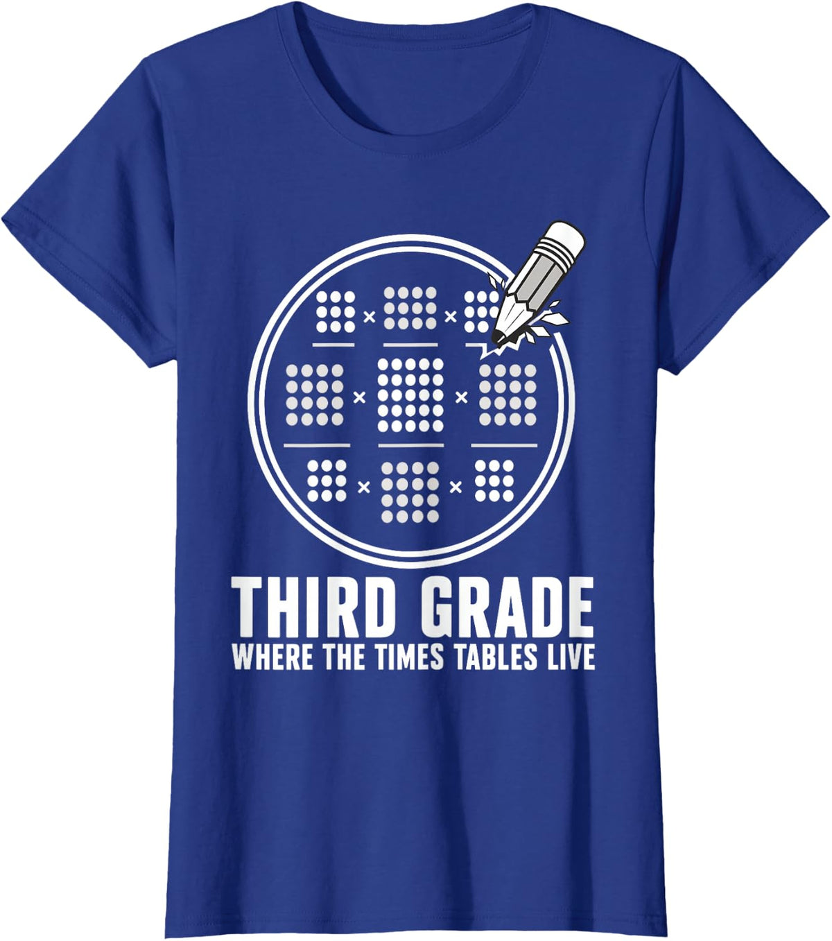 Third Grade Times Tables Teacher Multiplication T-Shirt - Royal Blue