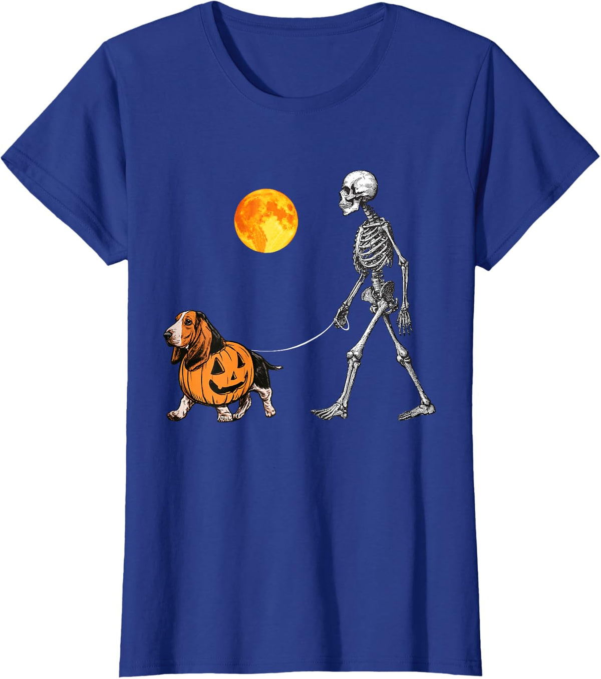 Funny Skeleton Basset Hound Halloween Dog Mom Pet Lover T-Shirt - Royal Blue