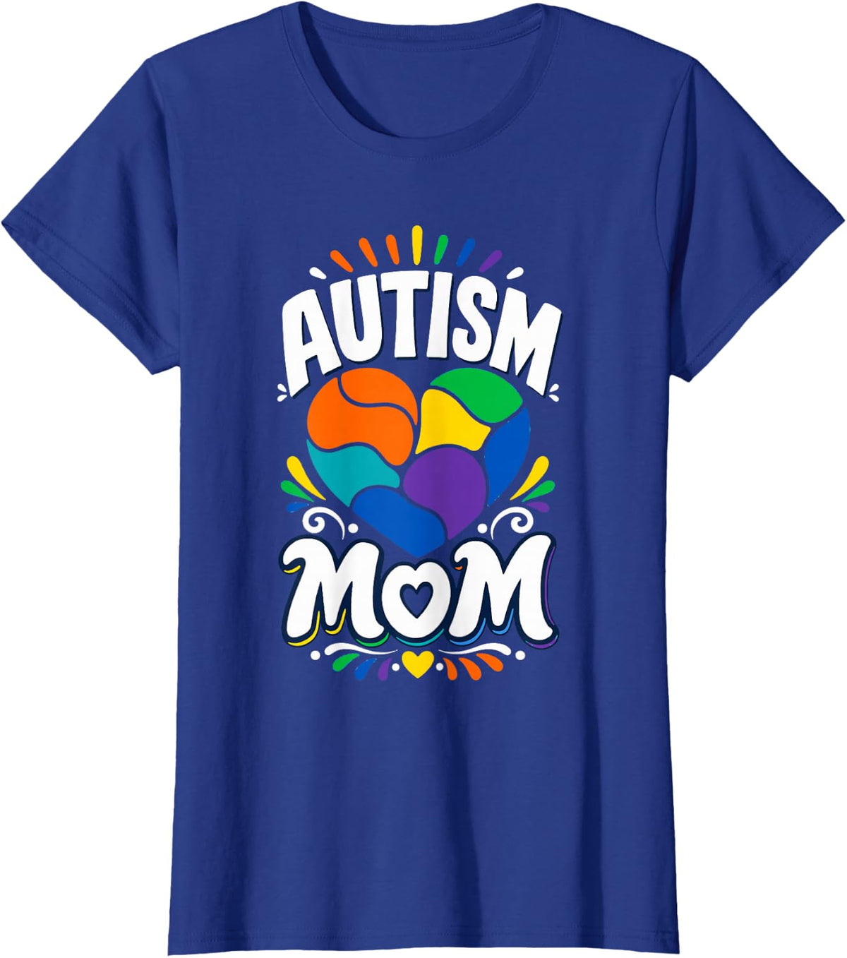 Rainbow Heart Mom Acceptance T-Shirt - Royal Blue