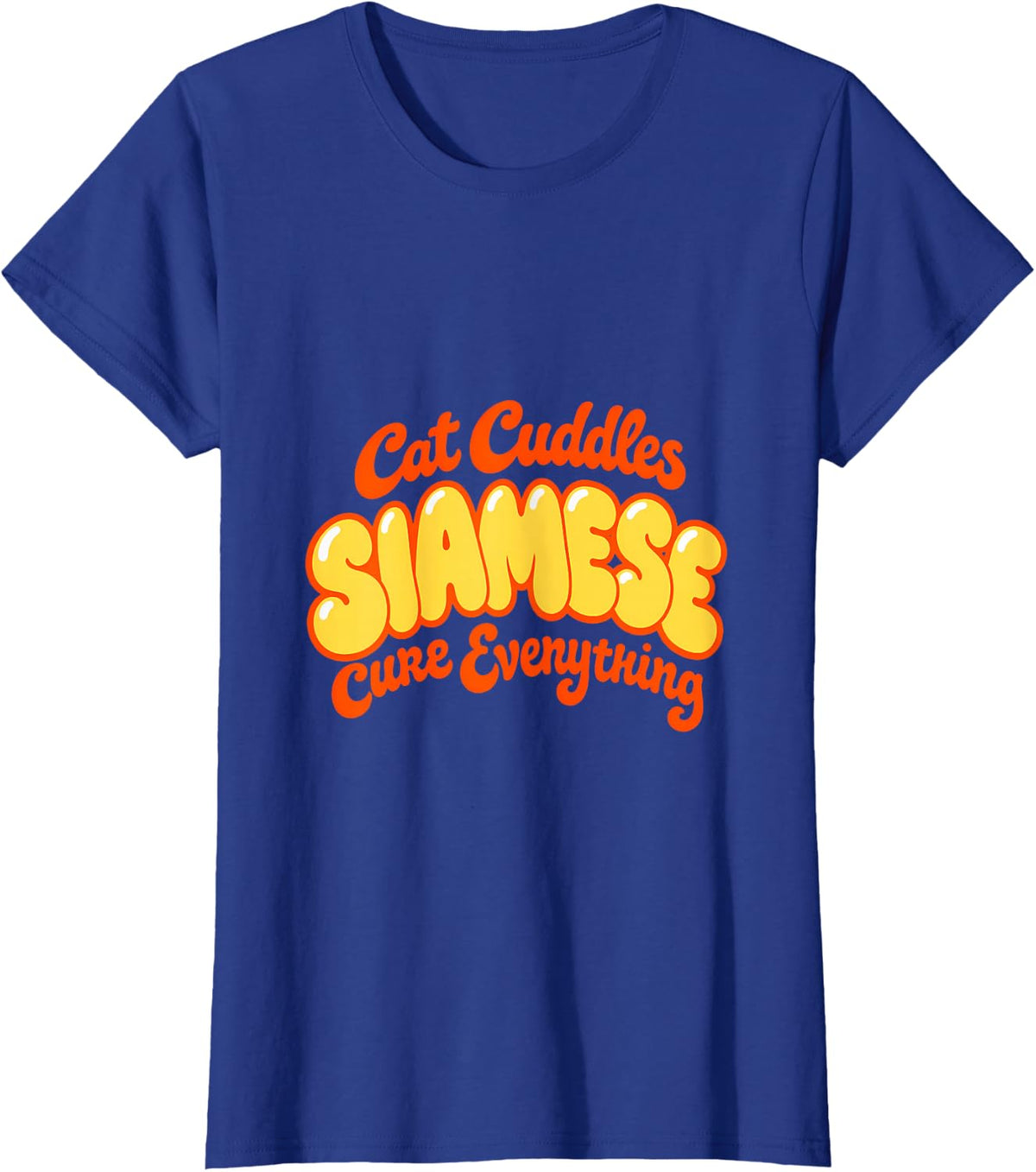Siamese Cat Cuddles Cure Everything T-Shirt - Royal Blue