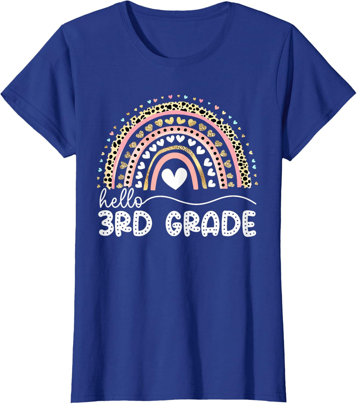 Back To School Hello 3rd Grade Teachers Students Rainbow T-Shirt - Royal Blue