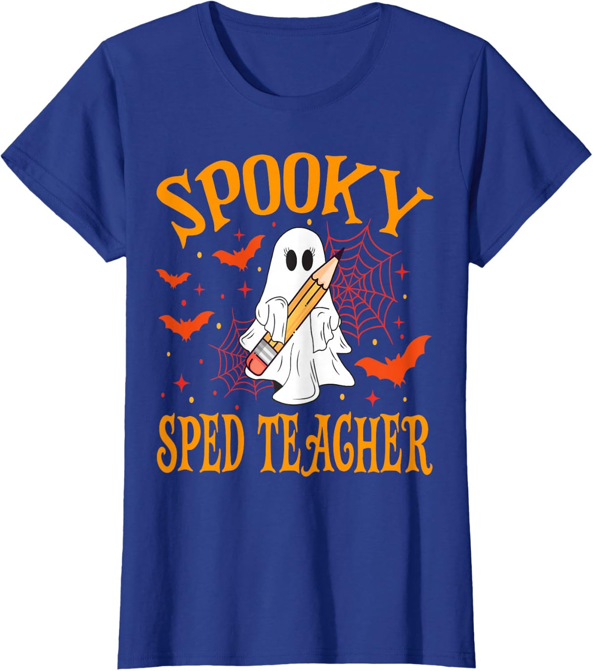 Spooky Sped Teacher Ghost Funny Halloween School Women T-Shirt - Royal Blue