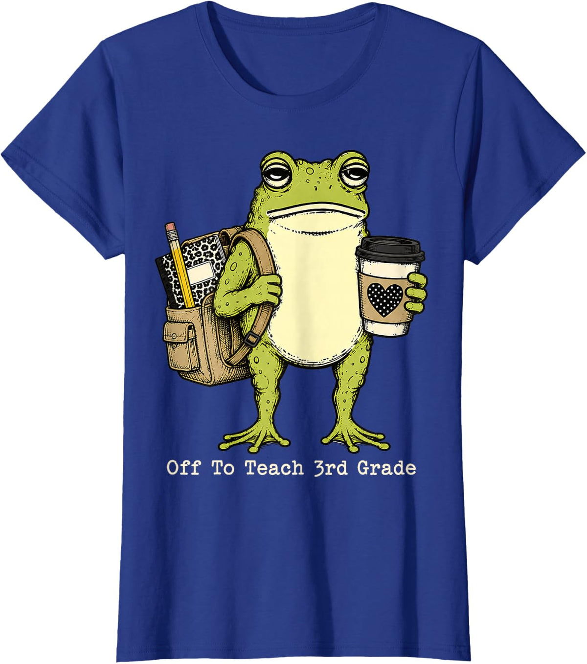 Back to School Off to Teach 3rd Grade Frog Teacher Kid T-Shirt - Royal Blue