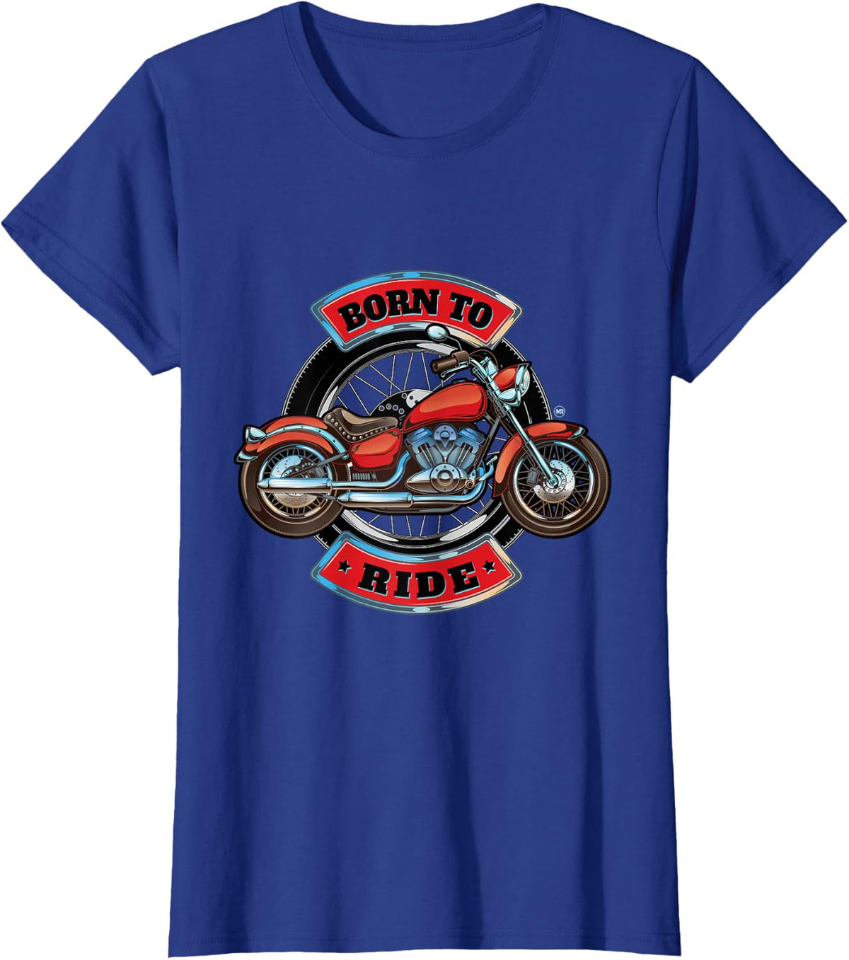 Born to Ride Motorcycle T-shirt Design T-Shirt - Royal Blue
