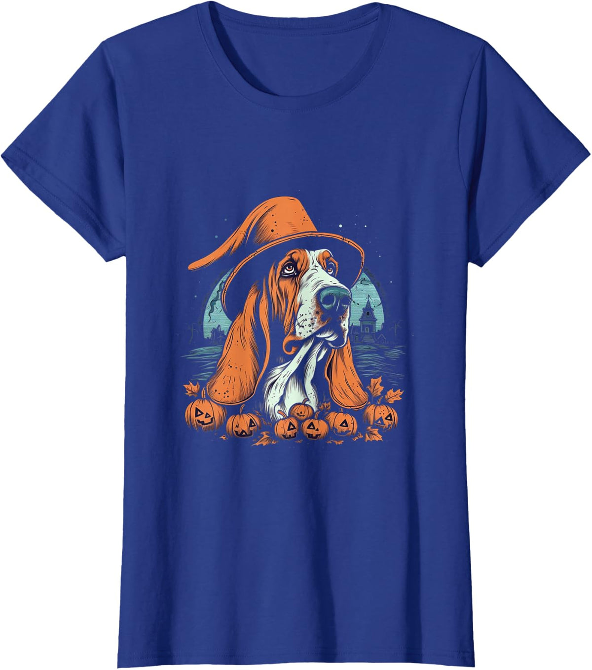 Basset Hound Witch Halloween Costume Dog Lover Puppy T-Shirt - Royal Blue