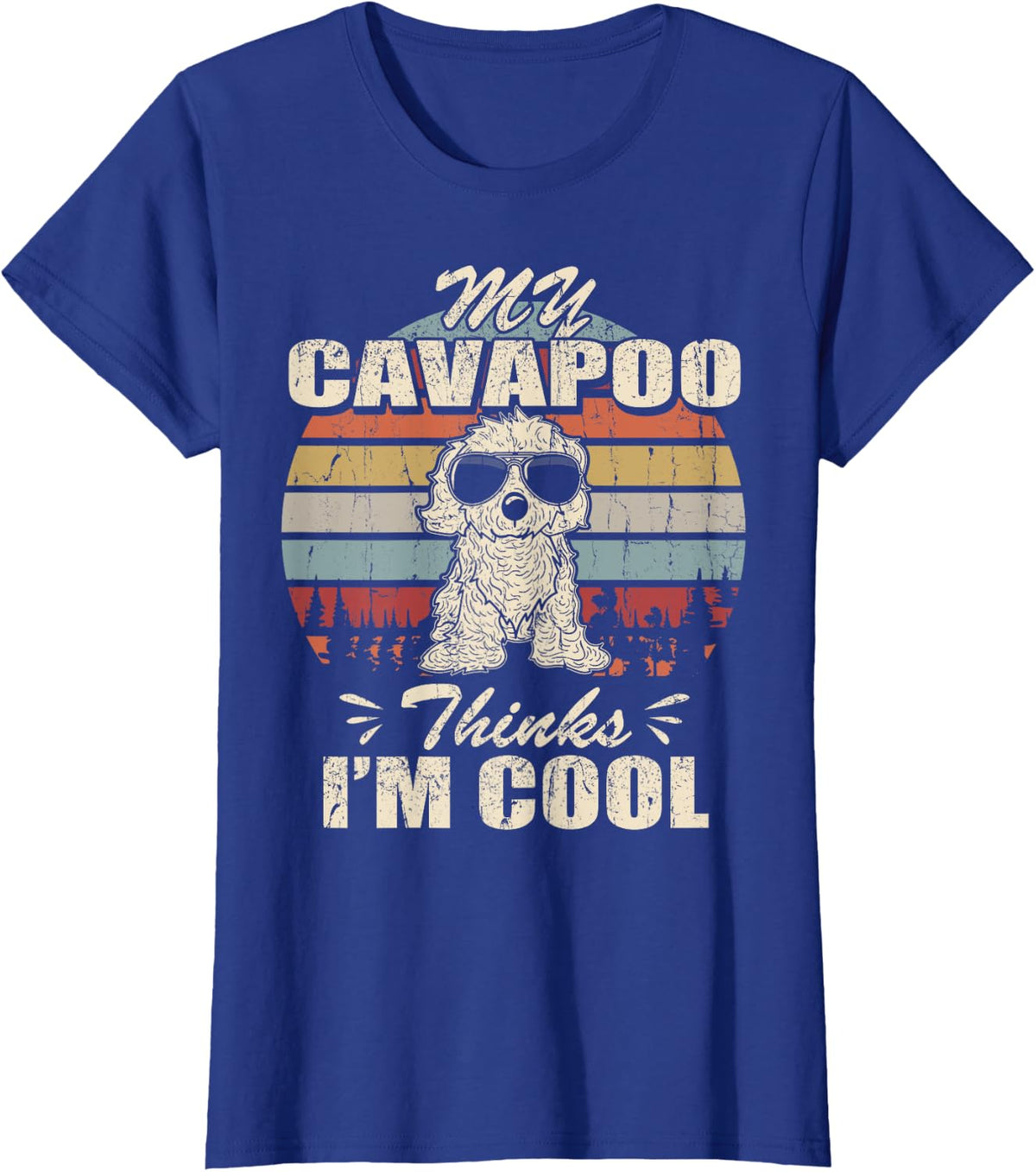 My Cavapoo thinks I'm Cool Vintage Retro funny T-Shirt - Royal Blue