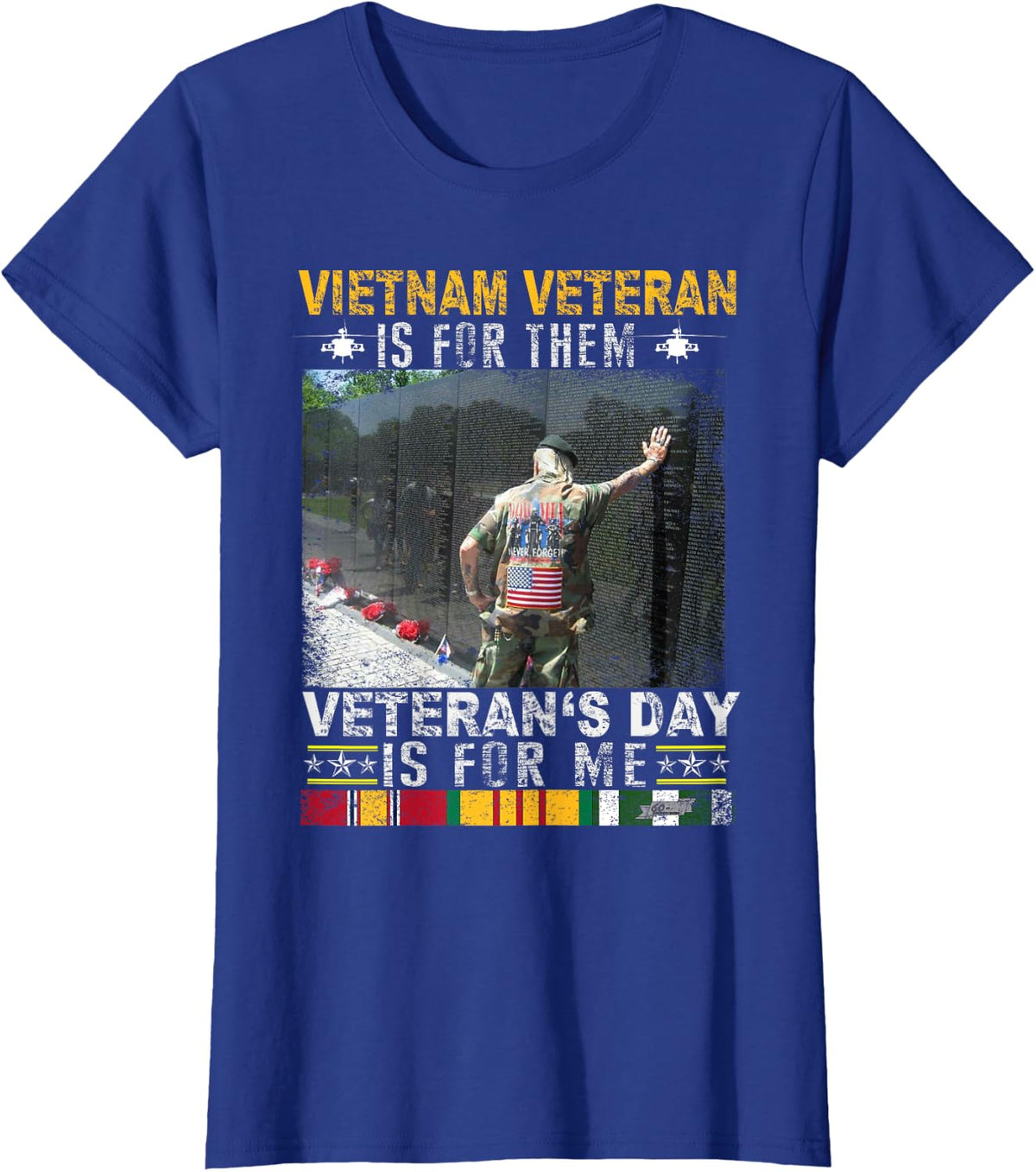 Vietnam Veteran US Flag Gifts | Vietnam War Vet Veteran Wall T-Shirt - Royal Blue