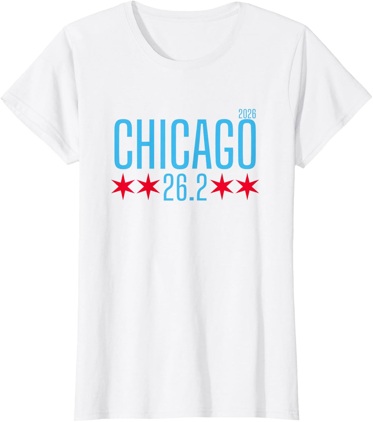 Chicago 26.2 Runner 2026 Flag Stars Marathoner Finisher T-Shirt - White