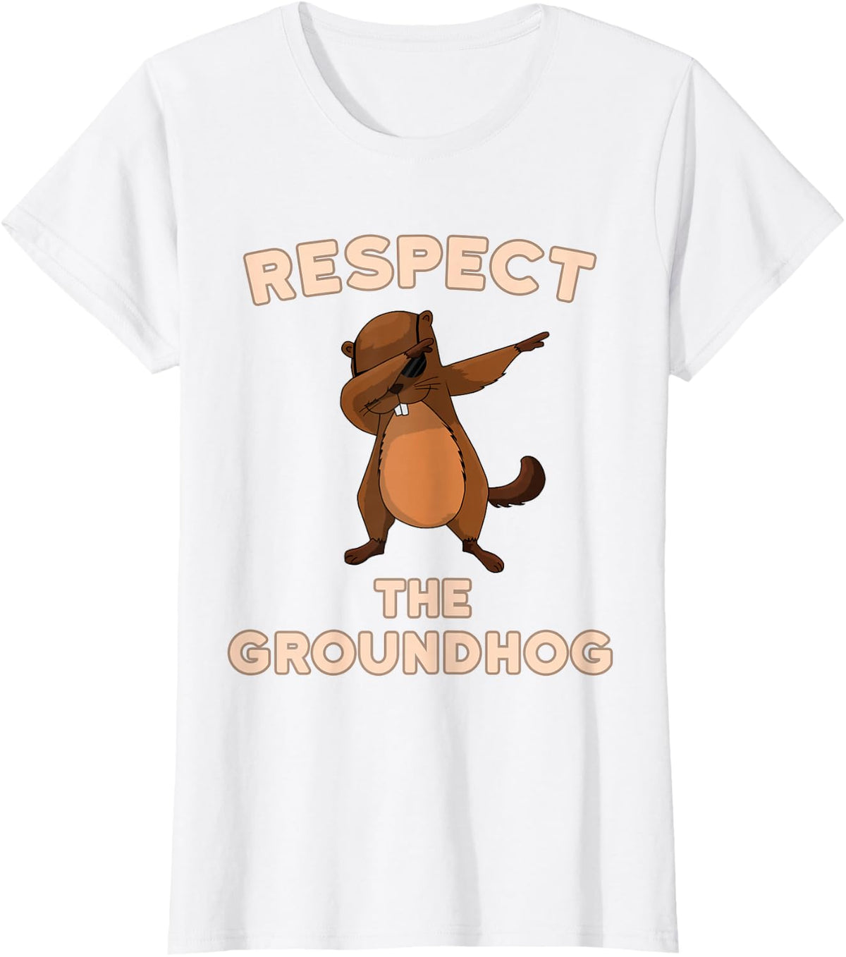 Dabbing Groundhog Day Respect the Groundhog Funny T-Shirt - White