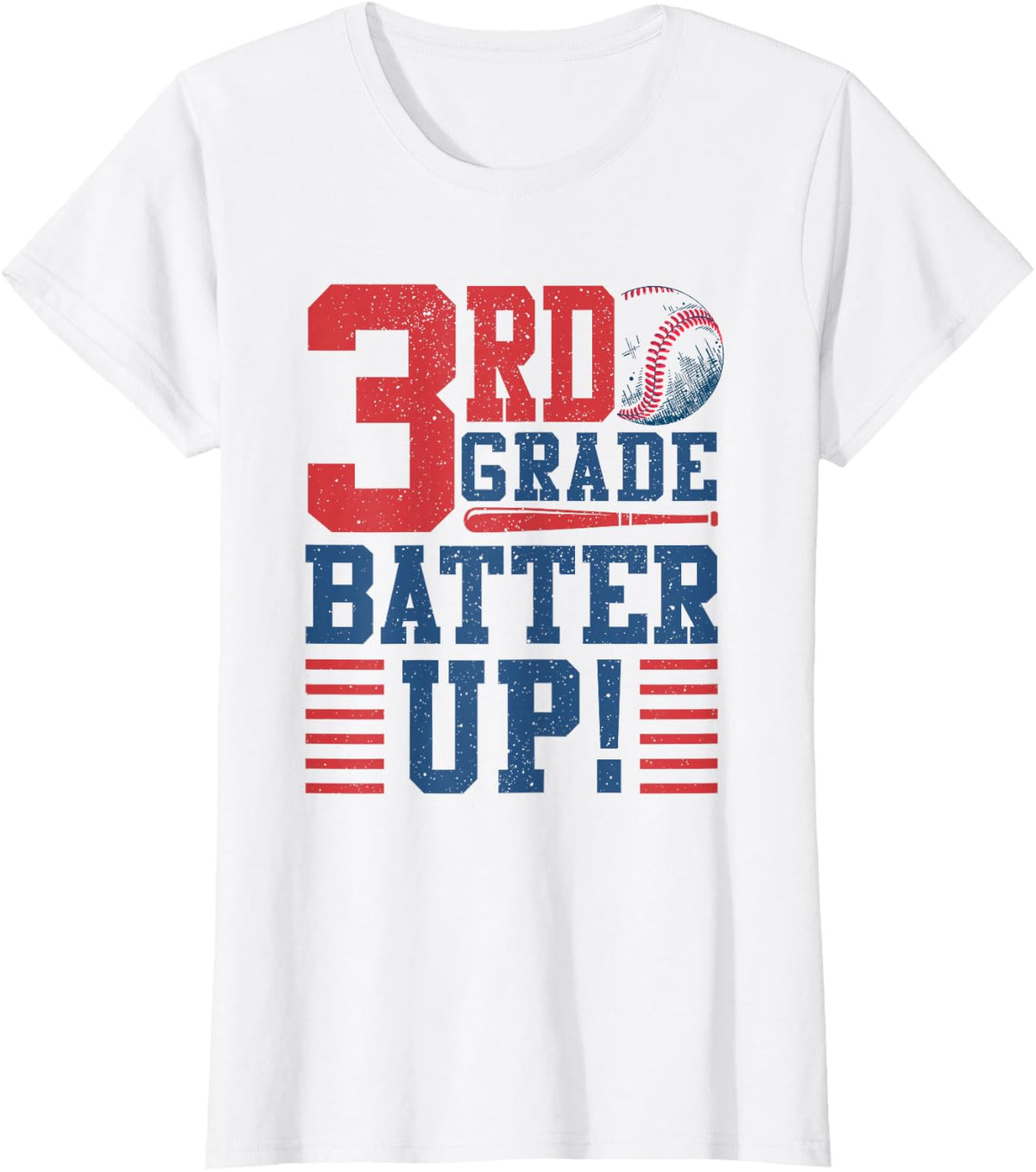 3rd Grade Shirt Baseball Back To School Third Grade T-Shirt Batter Up Tee - White