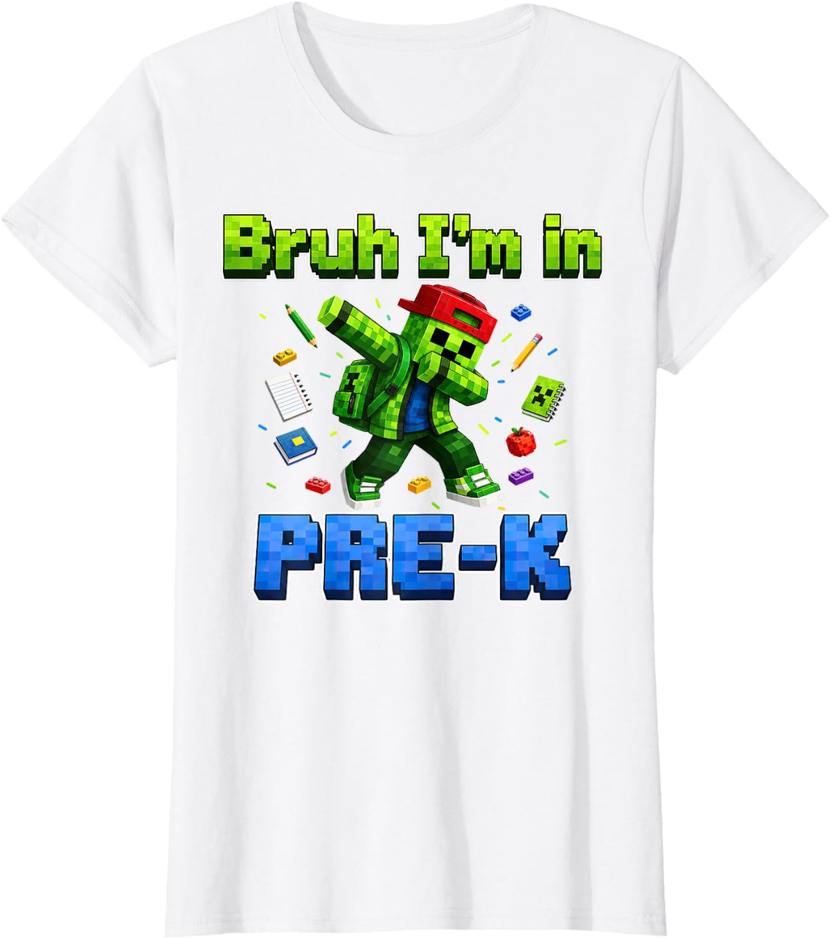 Bruh I'm in Pre-K Gamer Back to School Boys T-Shirt - White