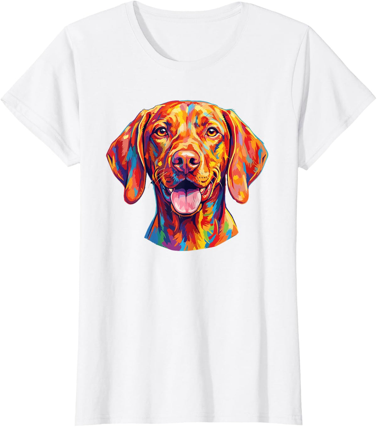 Colorful Vizsla Dog T-Shirt - White