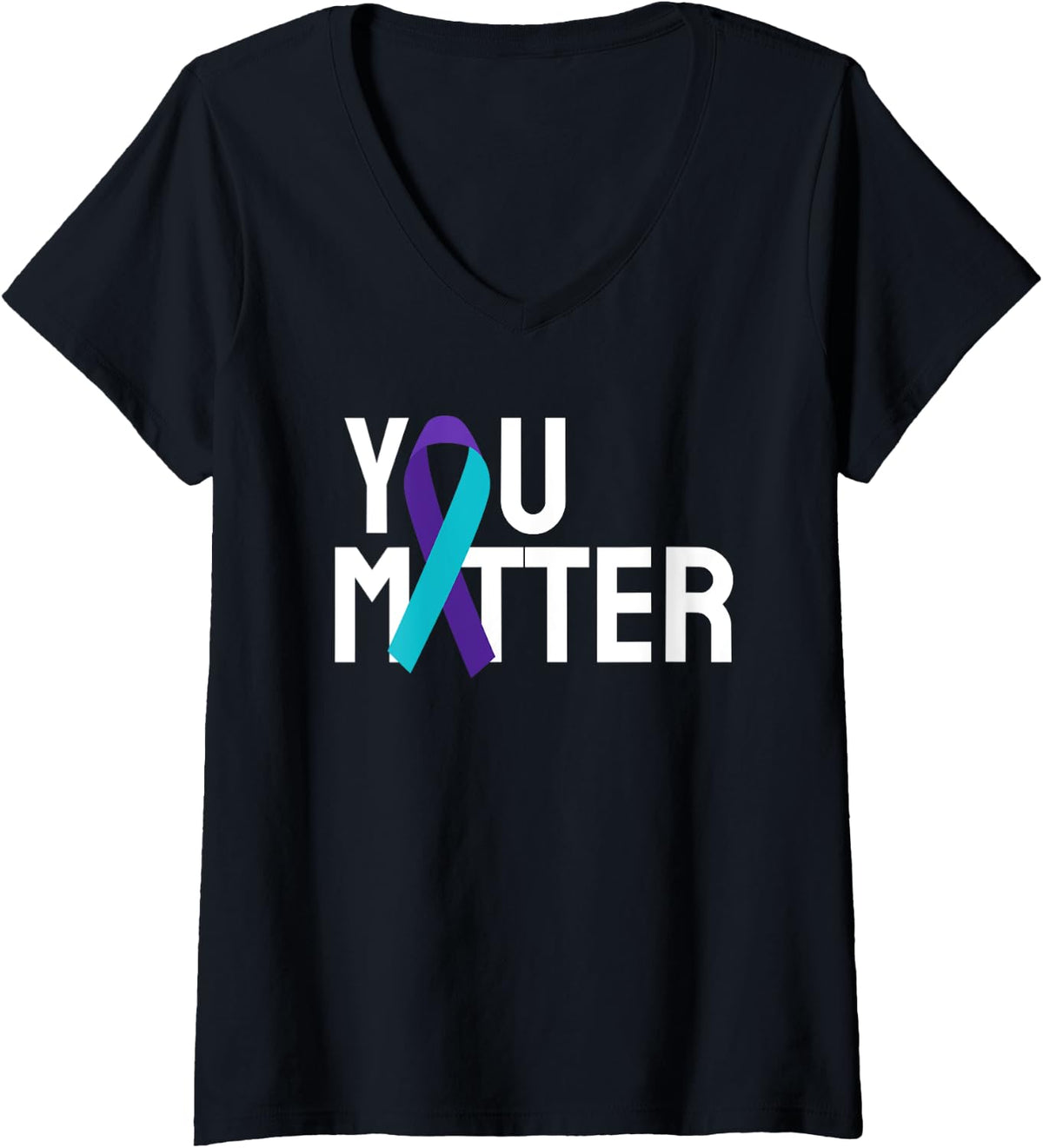 Womens You Matter Suicide Prevention Awareness V-Neck T-Shirt - Black