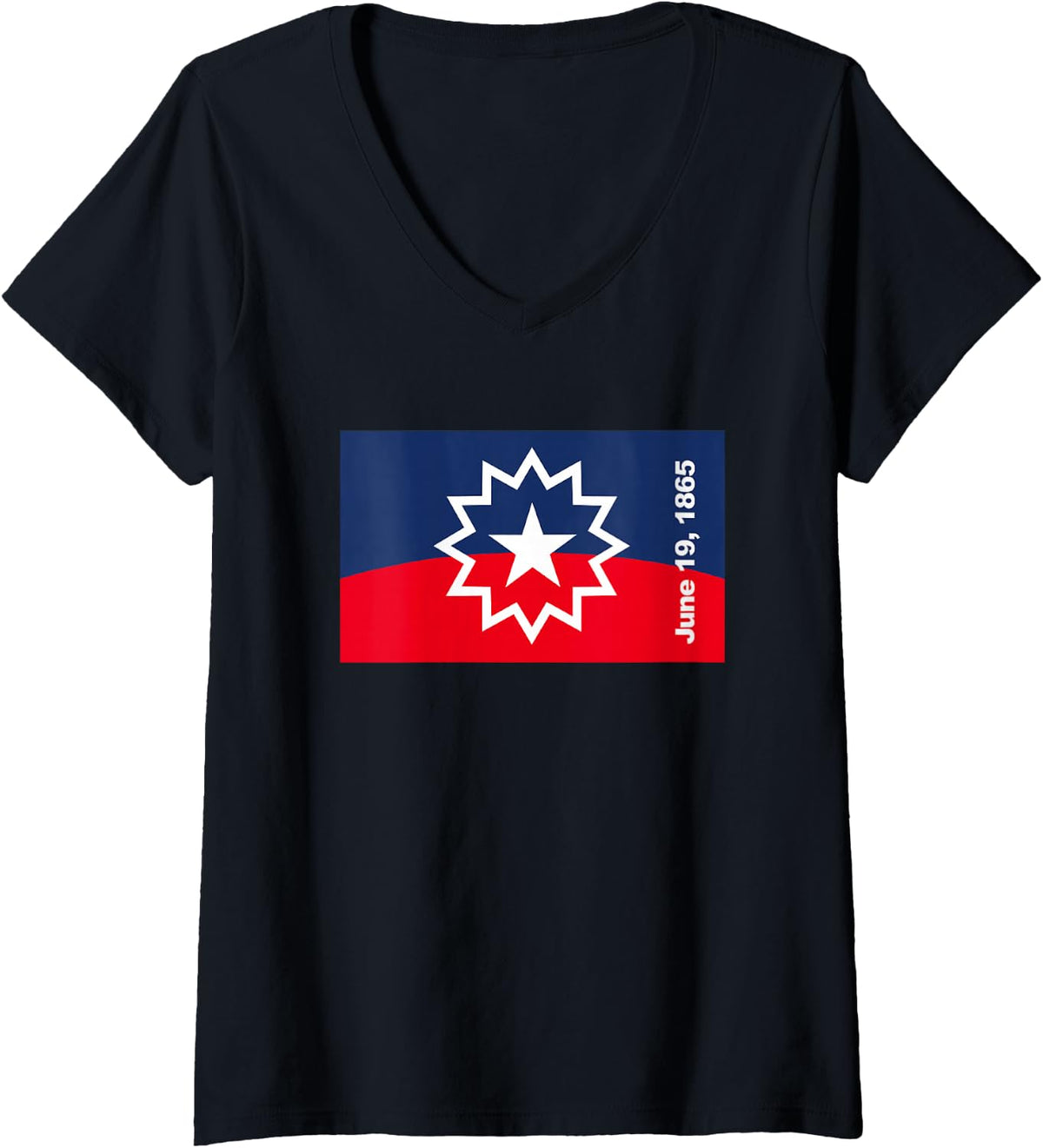 Women's Juneteenth Flag V-Neck T-Shirt - Black