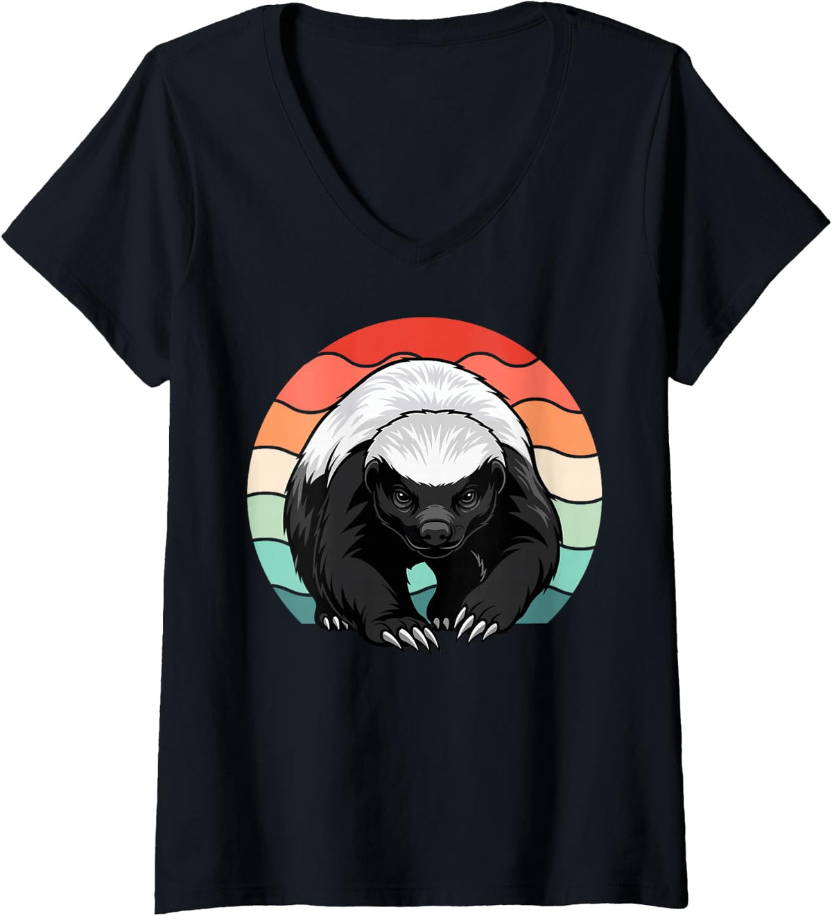 Women's Vintage Honey Badger Lover V-Neck T-Shirt - Black