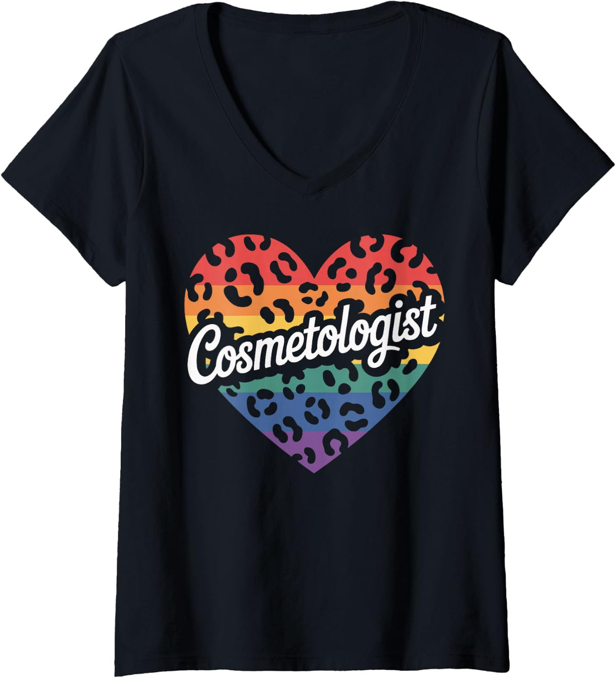 Womens Cosmetologist V-Neck T-Shirt - Black