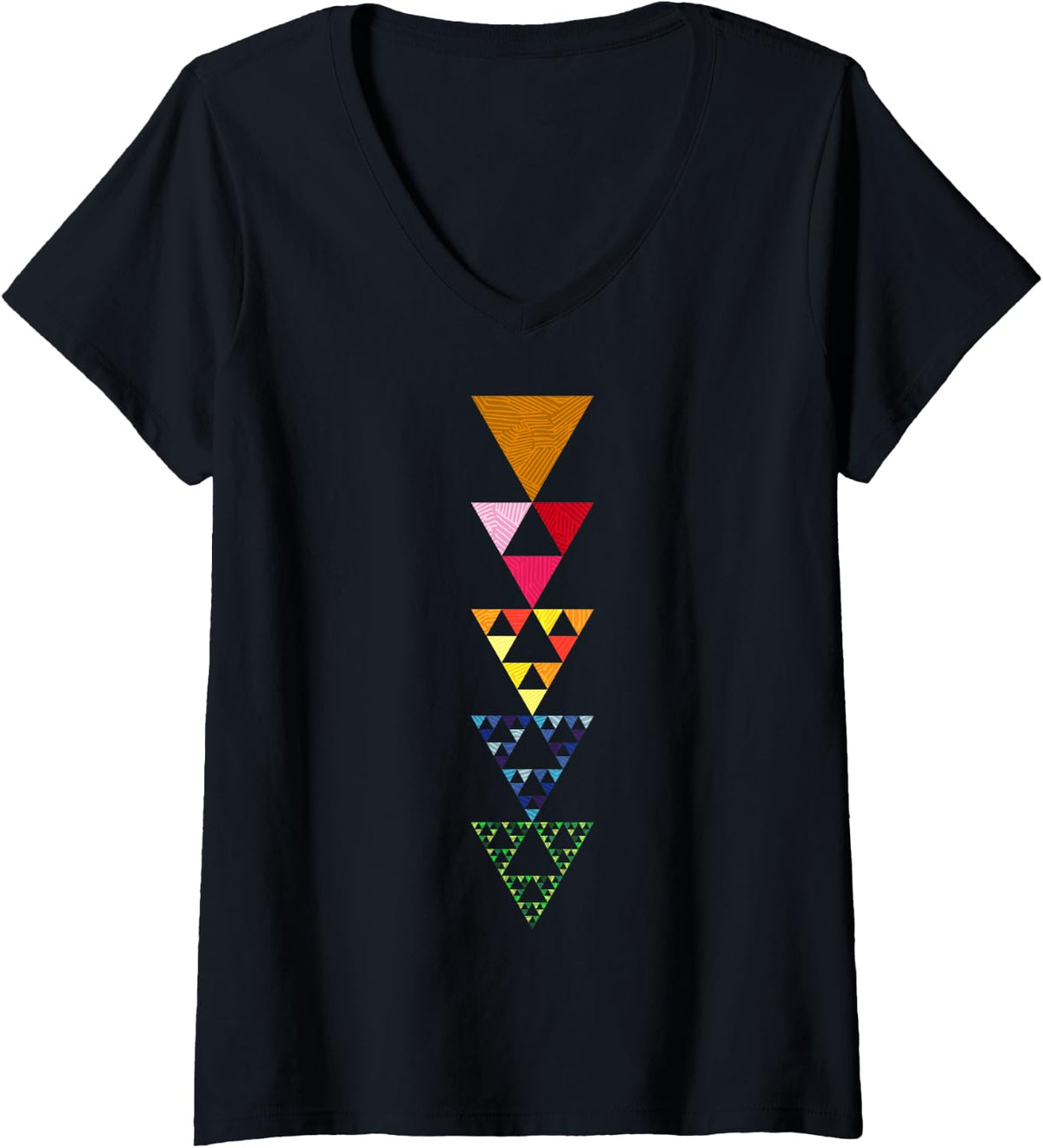 Women's Math Sierpinski Triangle Algebra Geometry Math Lover Geeks V-Neck T-Shirt - Black