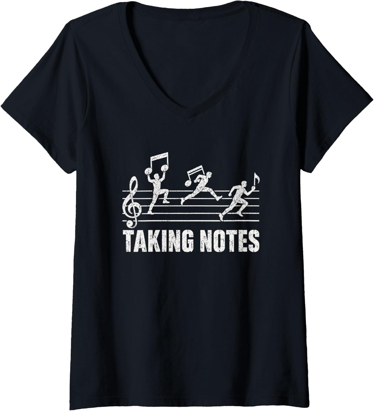 Women's Taking Notes -Funny Sheet Music Teacher Music Lover Musician V-Neck T-Shirt - Black