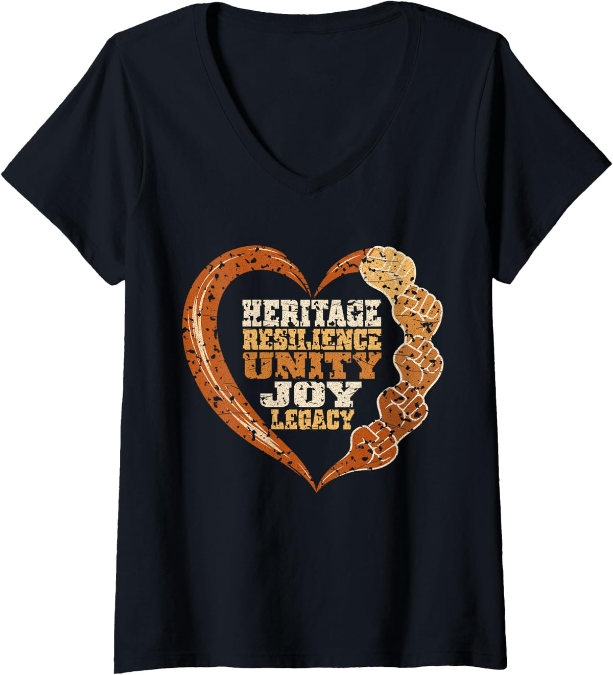 Women's Heritage Black History Month V-Neck T-Shirt - Black