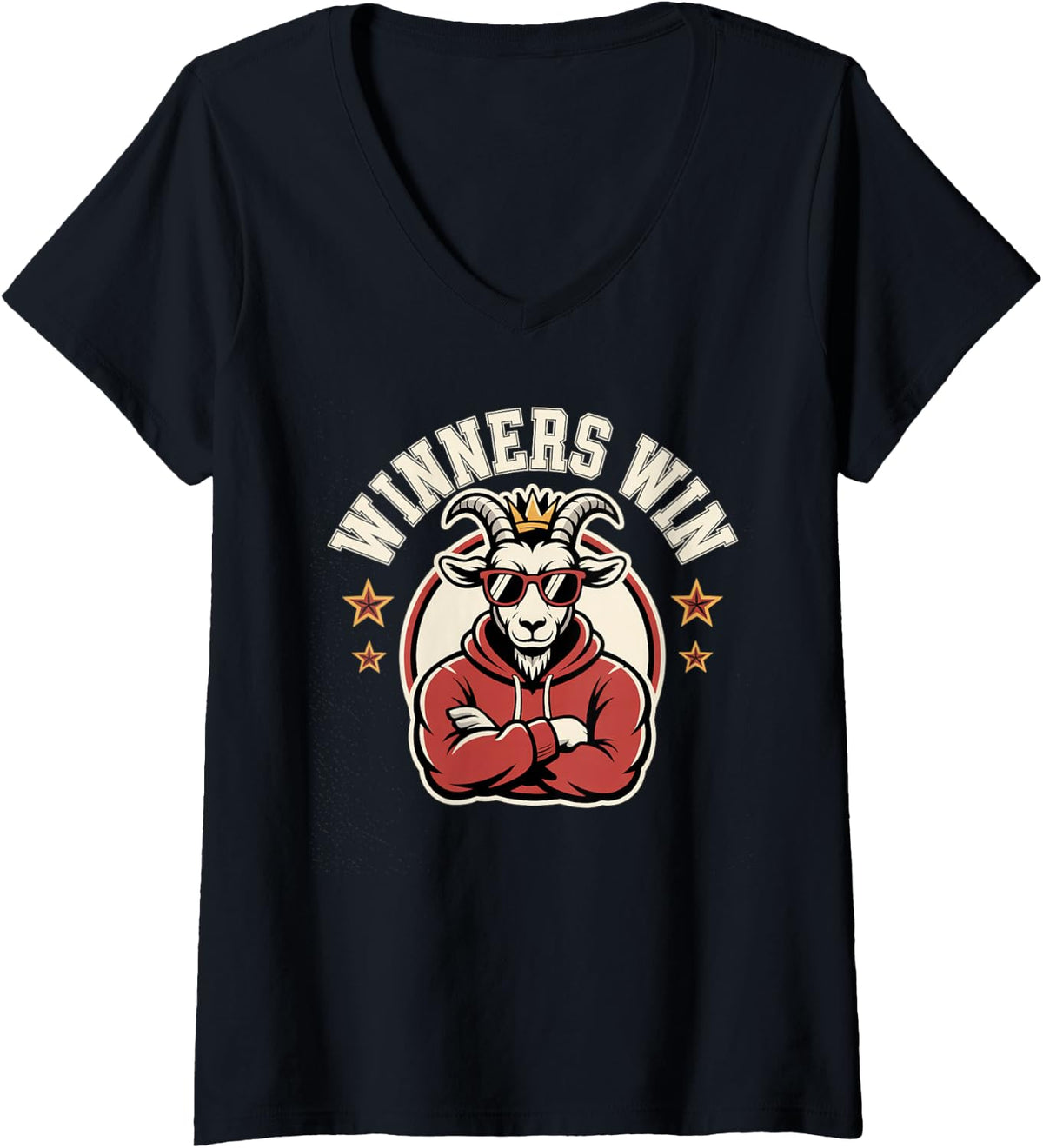 Women's Bruh Winners Win Goat Motivational Game Day Spirit Football V-Neck T-Shirt - Black