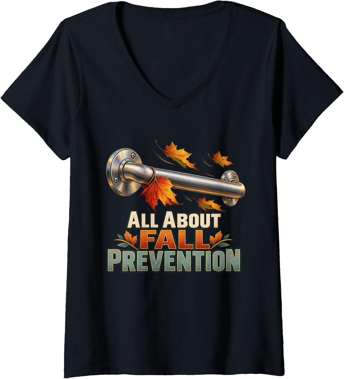 Women's All About Fall Prevention Physical Therapy Graphic V-Neck T-Shirt - Black
