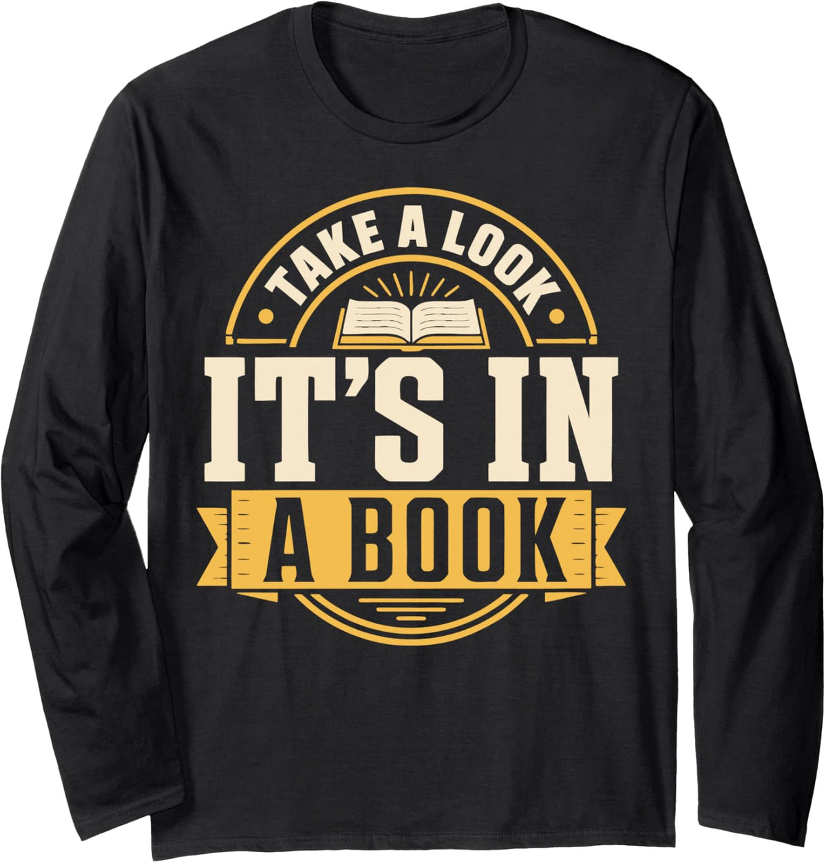 Vintage Book Lover Library Reading Librarian Long Sleeve T-Shirt - Adult Unisex Black