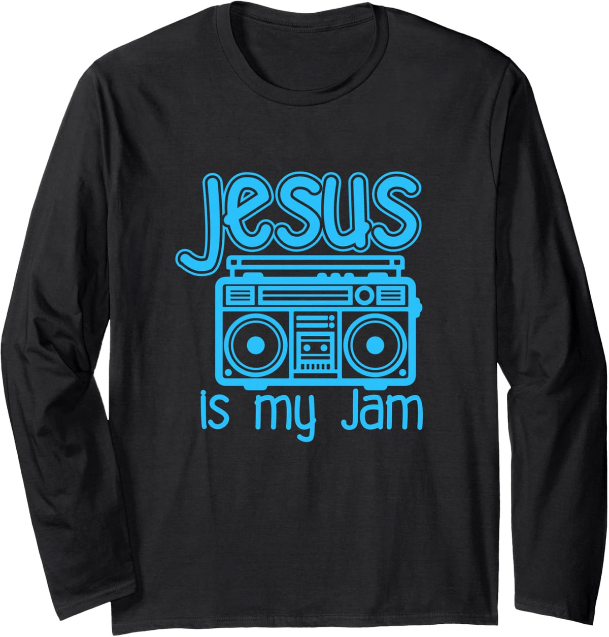 Christian Music Outfit for Men Women Kids Jesus is my Jam Long Sleeve T-Shirt - Adult Unisex Black