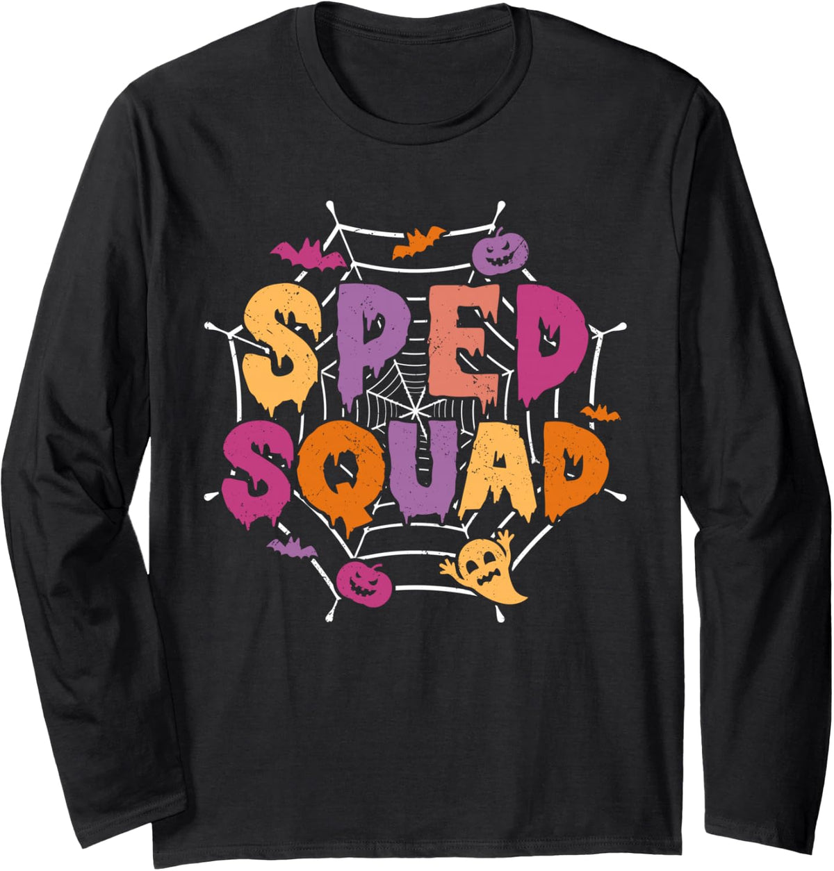 Halloween SPED Squad Matching Special Education Long Sleeve T-Shirt - Adult Unisex Black