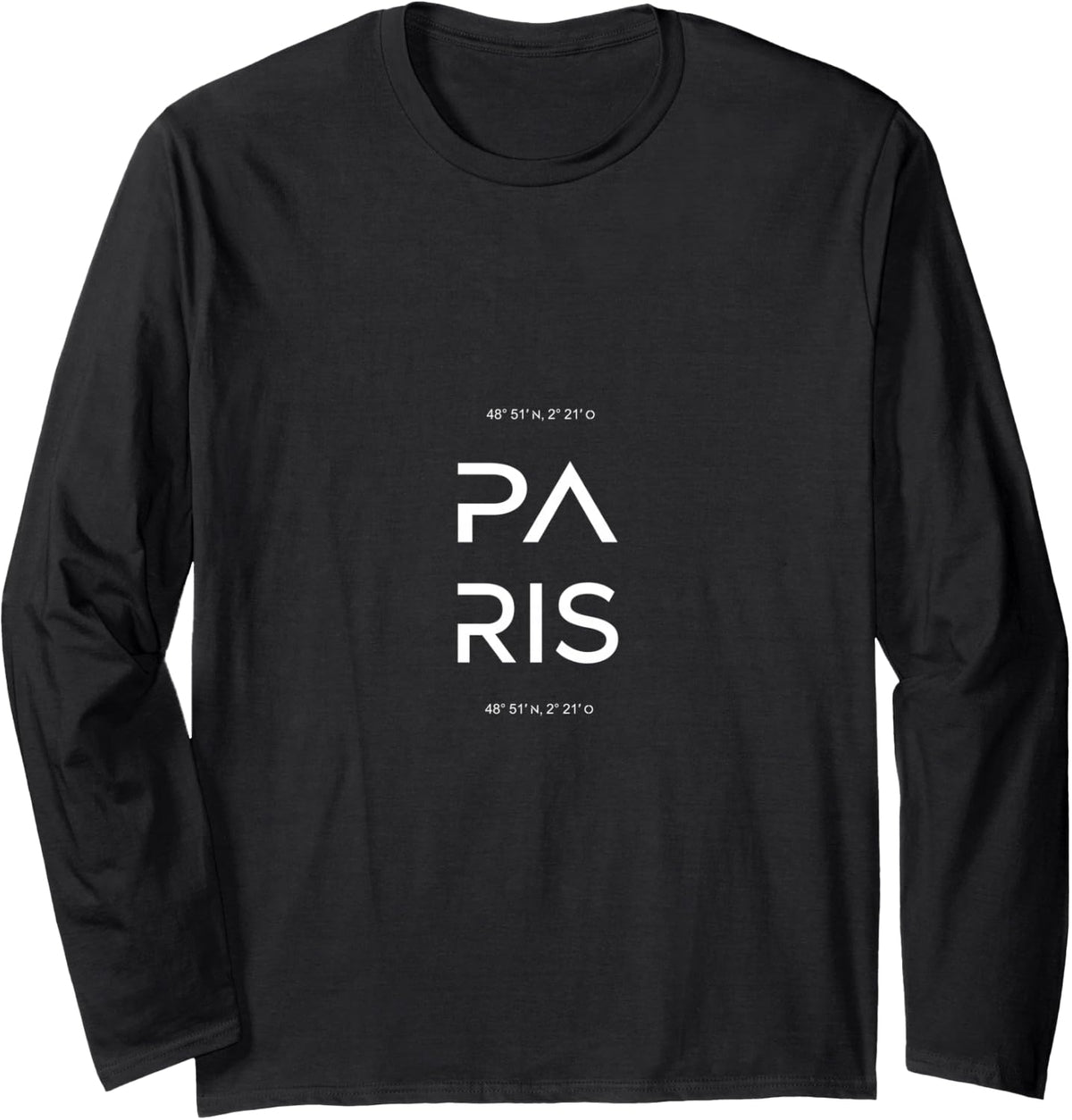 Paris Minimalist Typography in Urban City Design Long Sleeve T-Shirt - Adult Unisex Black