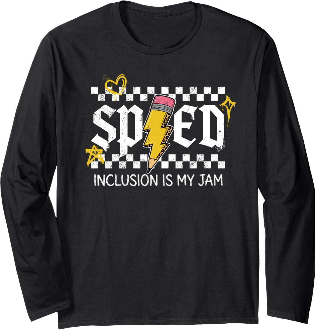 SPED Teacher Punk Rock Inclusion is My Jam Long Sleeve T-Shirt - Adult Unisex Black
