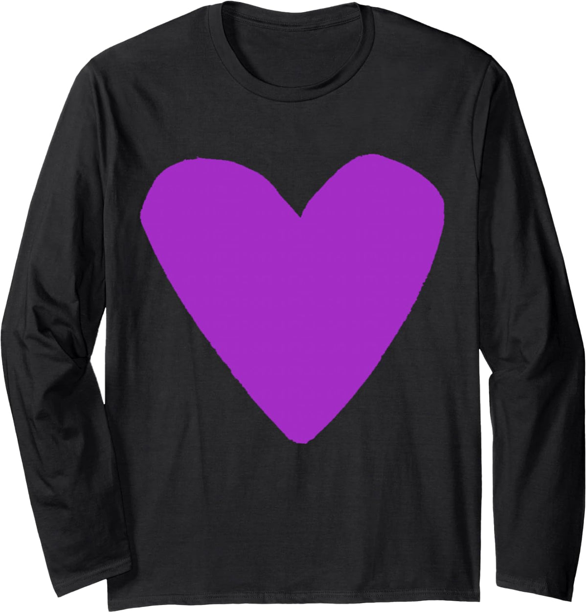 Love Heart Shape Purple Long Sleeve T-Shirt - Adult Unisex Black