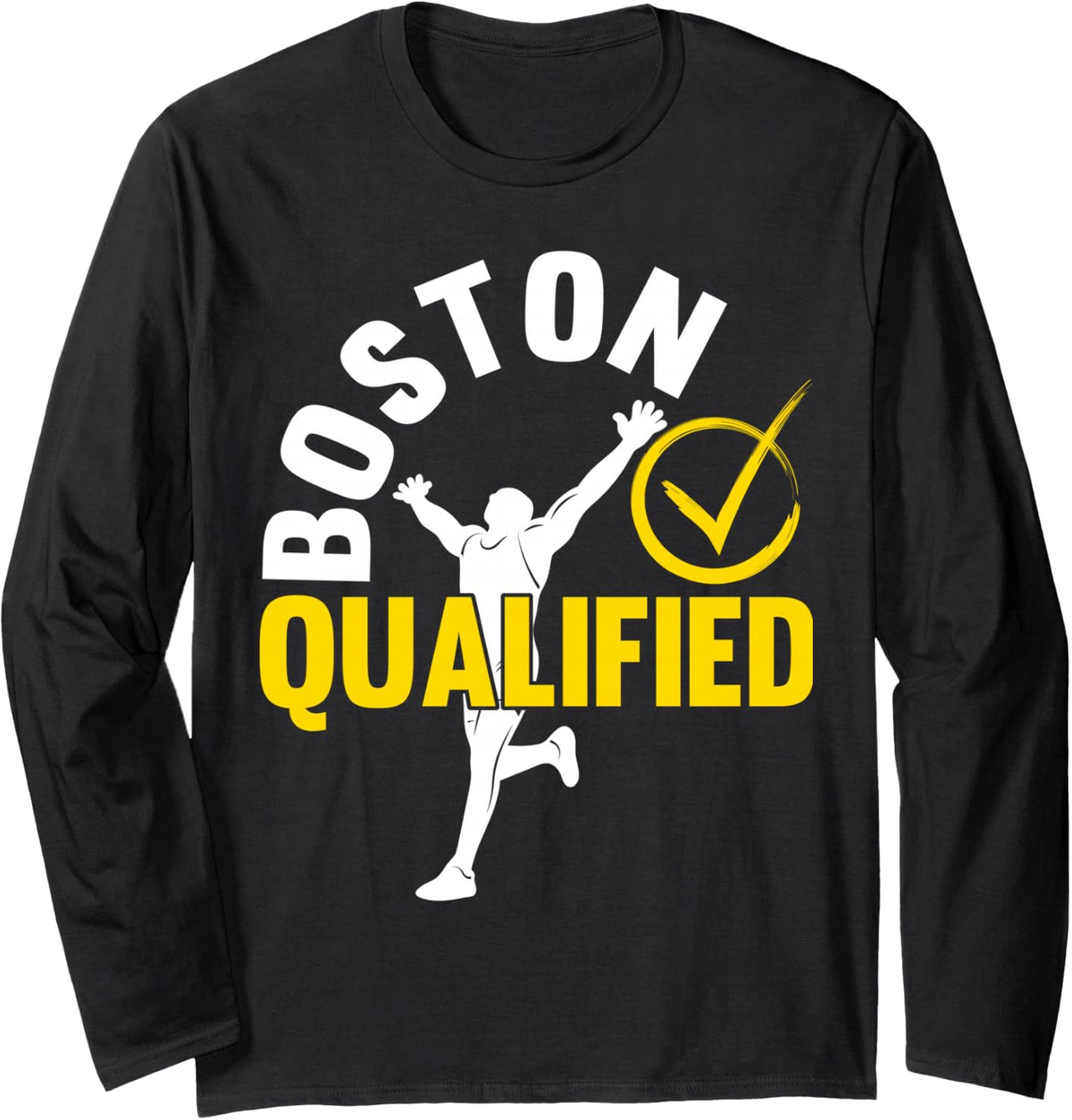 Boston Qualifier Proud Marathon Running Long Sleeve T-Shirt - Adult Unisex Black