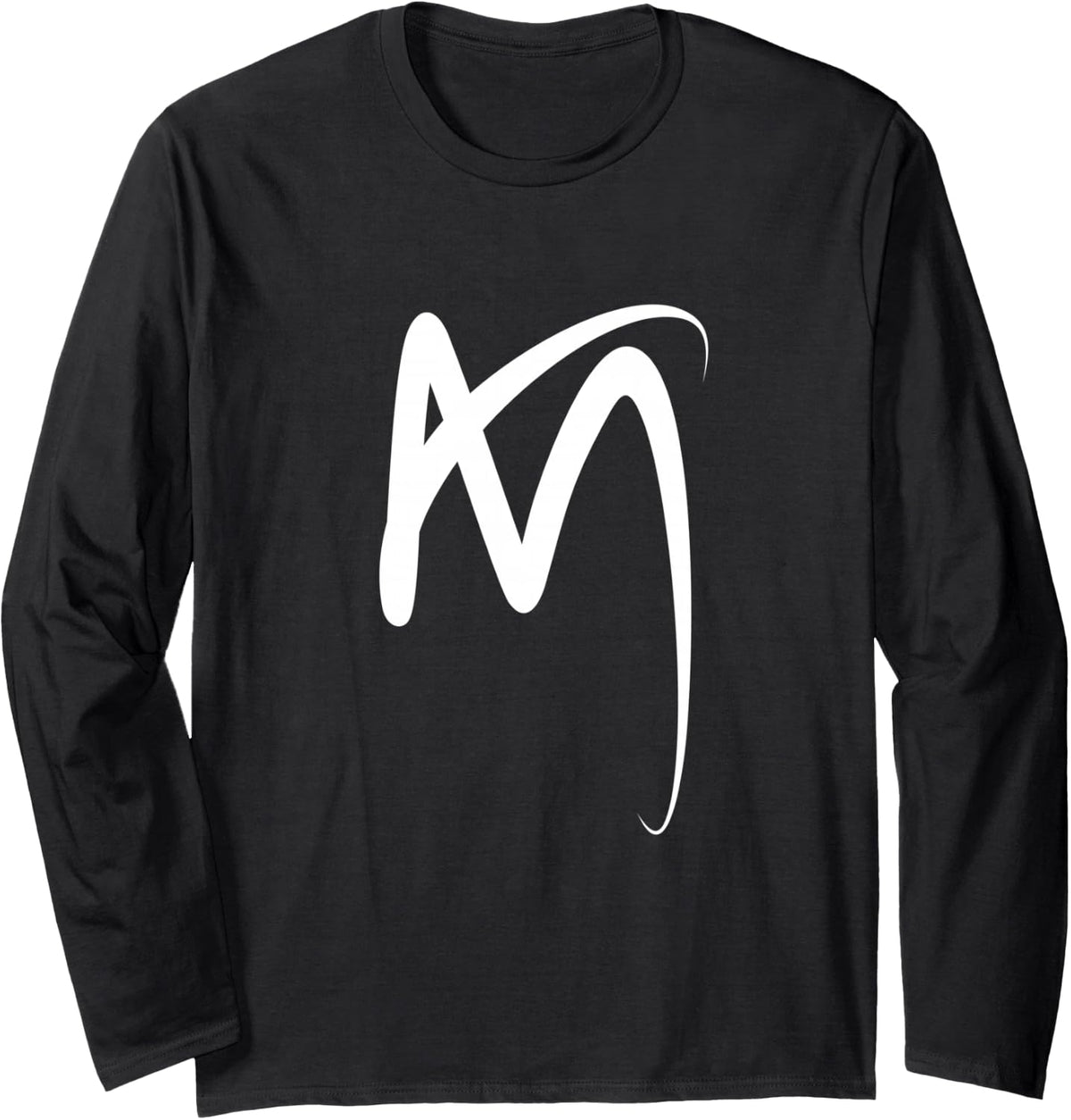 Letter M Monogram Alphabet Lovers Long Sleeve T-Shirt - Adult Unisex Black