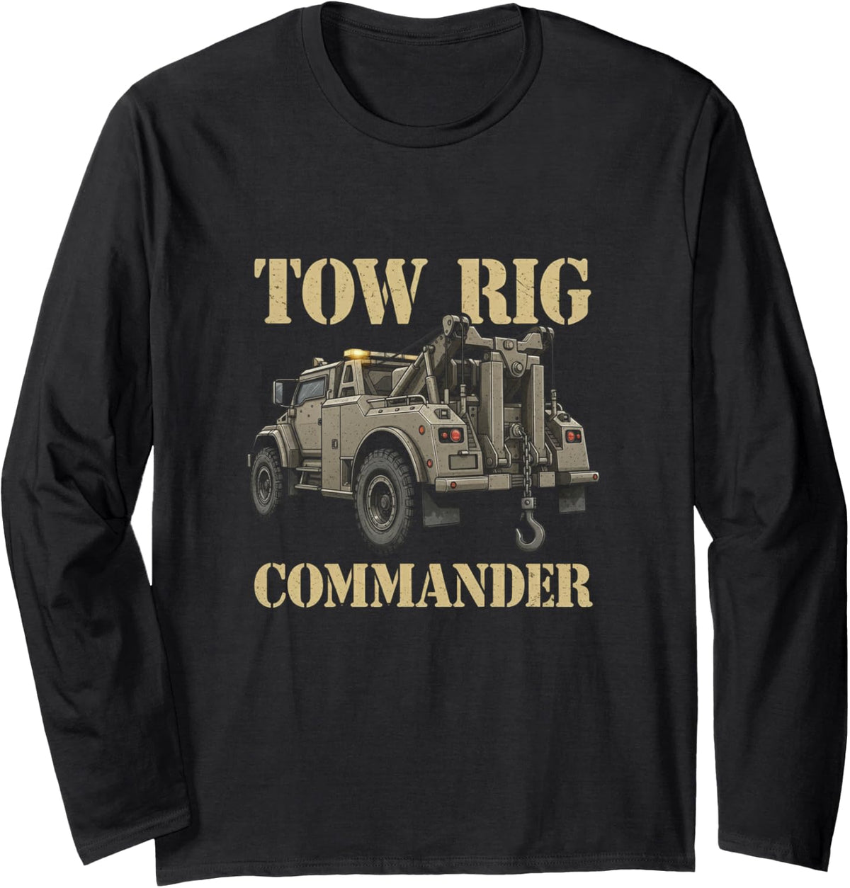 Tow Rig Commander Tow Truck Driver Long Sleeve T-Shirt - Adult Unisex Black