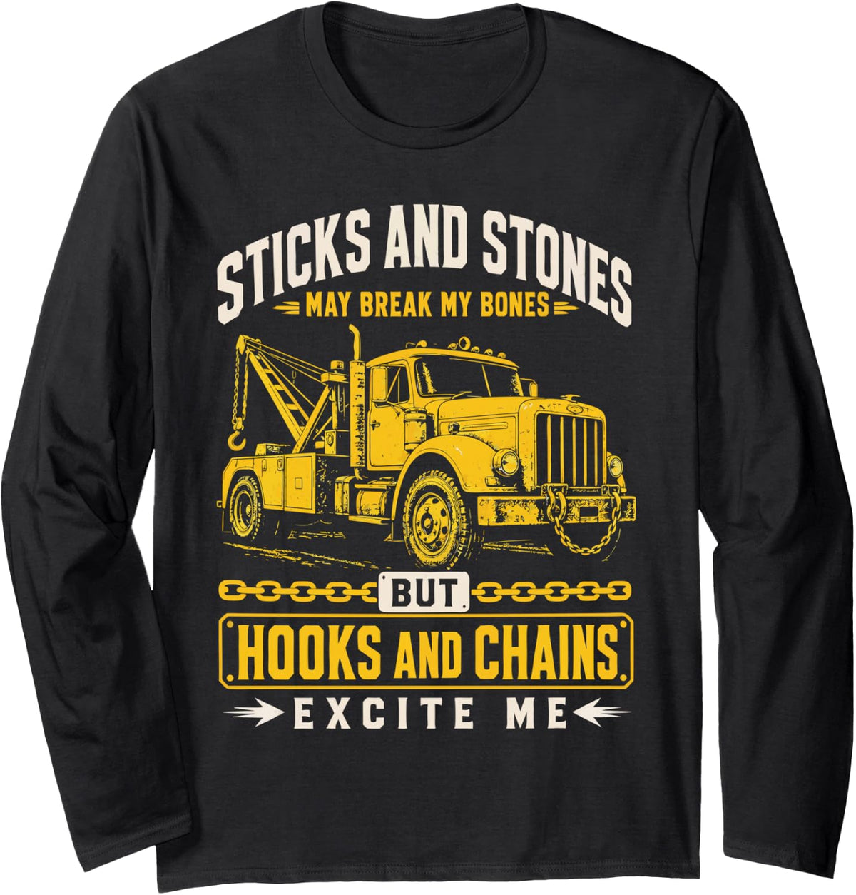 Tow Trucker Operator Tow Truck Long Sleeve T-Shirt - Adult Unisex Black