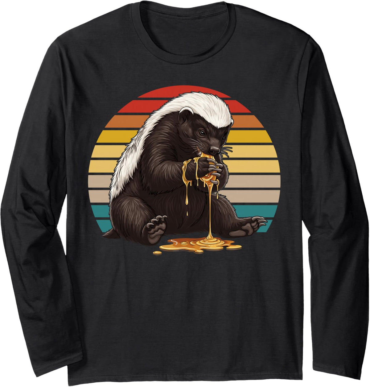 Retro Funny Honey Badger Lover Long Sleeve T-Shirt - Adult Unisex Black