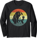 Retro Design Basset Hound Long Sleeve T-Shirt - Adult Unisex Black