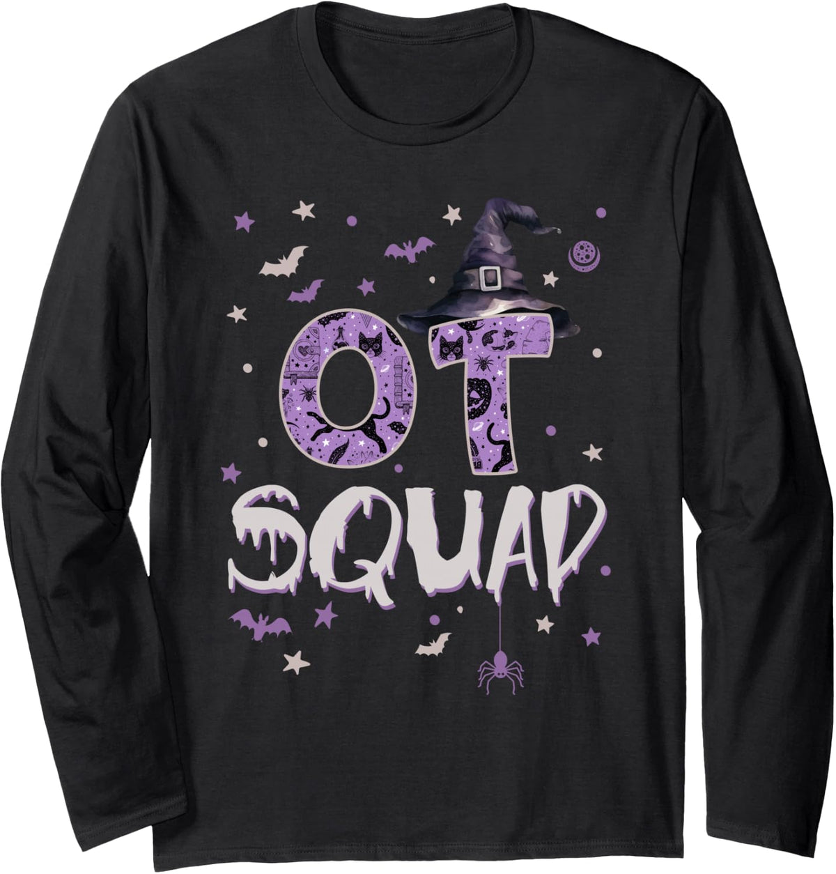 OT Squad Halloween Fun Occupational Therapist Witch Long Sleeve T-Shirt - Adult Unisex Black