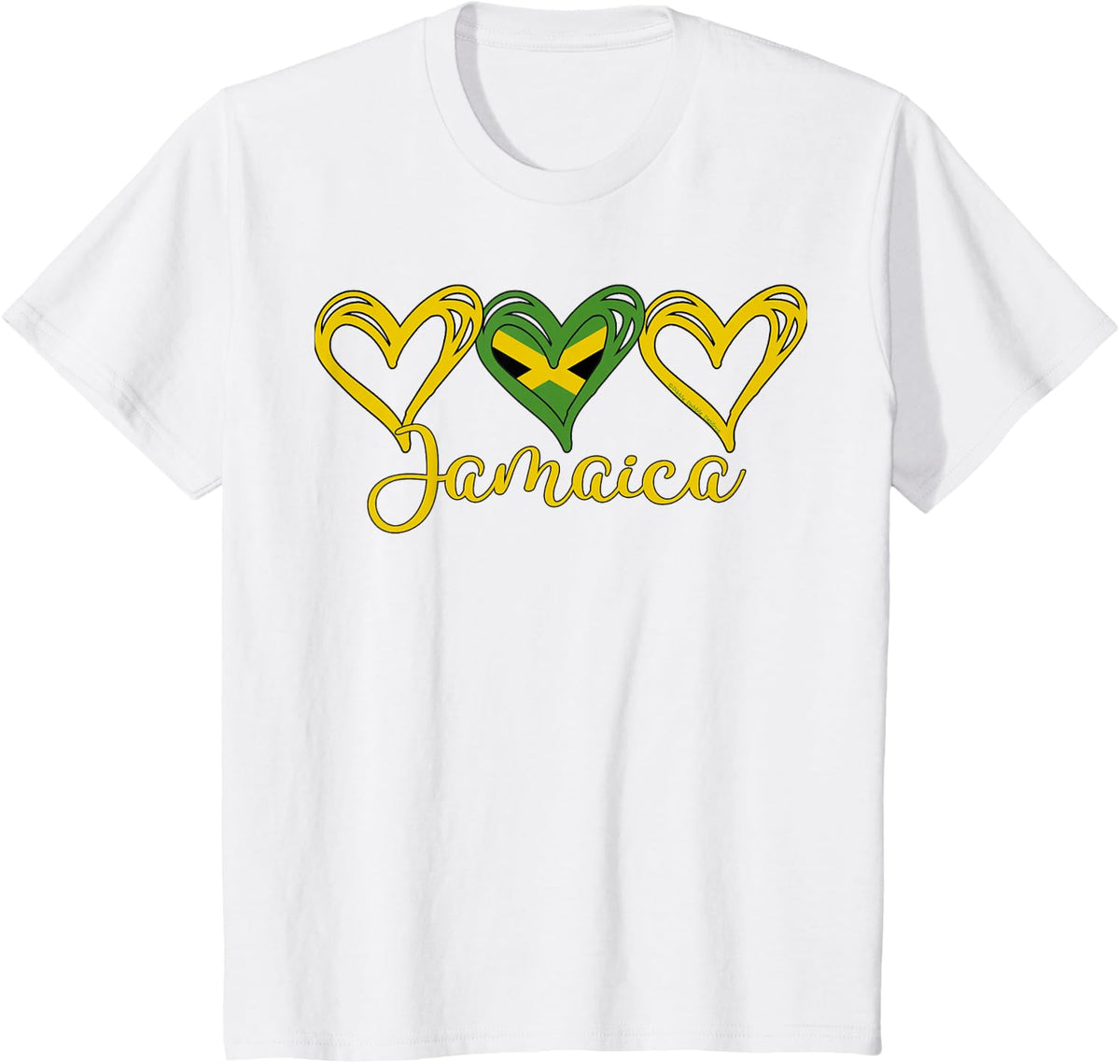 Jamaican Love Jamaican Flag Three Hearts Jamaica T-Shirt - White