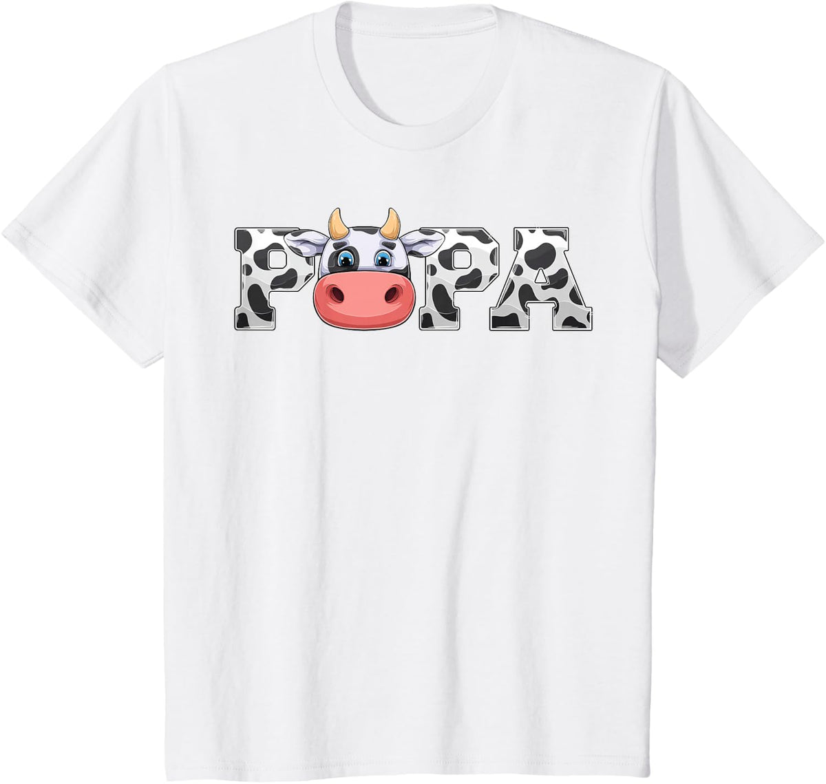 Papa Cow Print Cowboy Animal Pattern Farmer Cow Father Papa T-Shirt - White