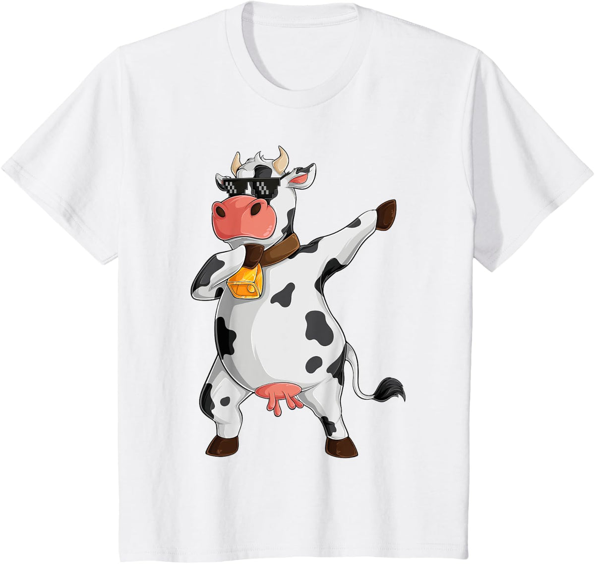 Funny Dabbing Cow Lover Farming Cow Girl Women Boy Men Kids T-Shirt Small - White