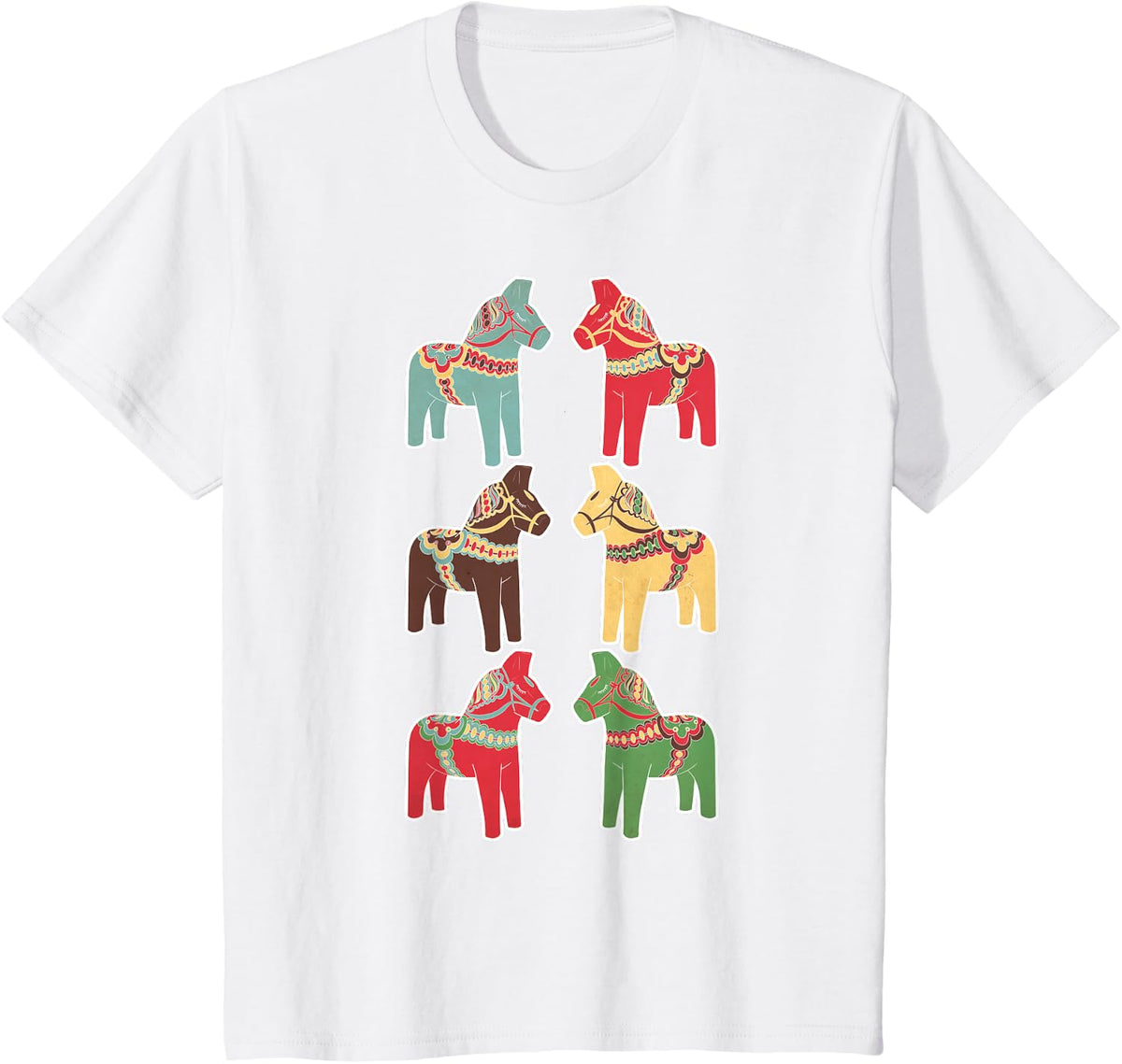 Dala Horses Swedish Vintage T-Shirt - White